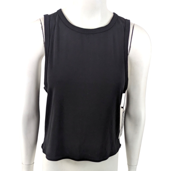 Urban Savage Studded Crop Tee Tank Top NEW Womens Large Black Workout Athletic - Picture 2 of 13